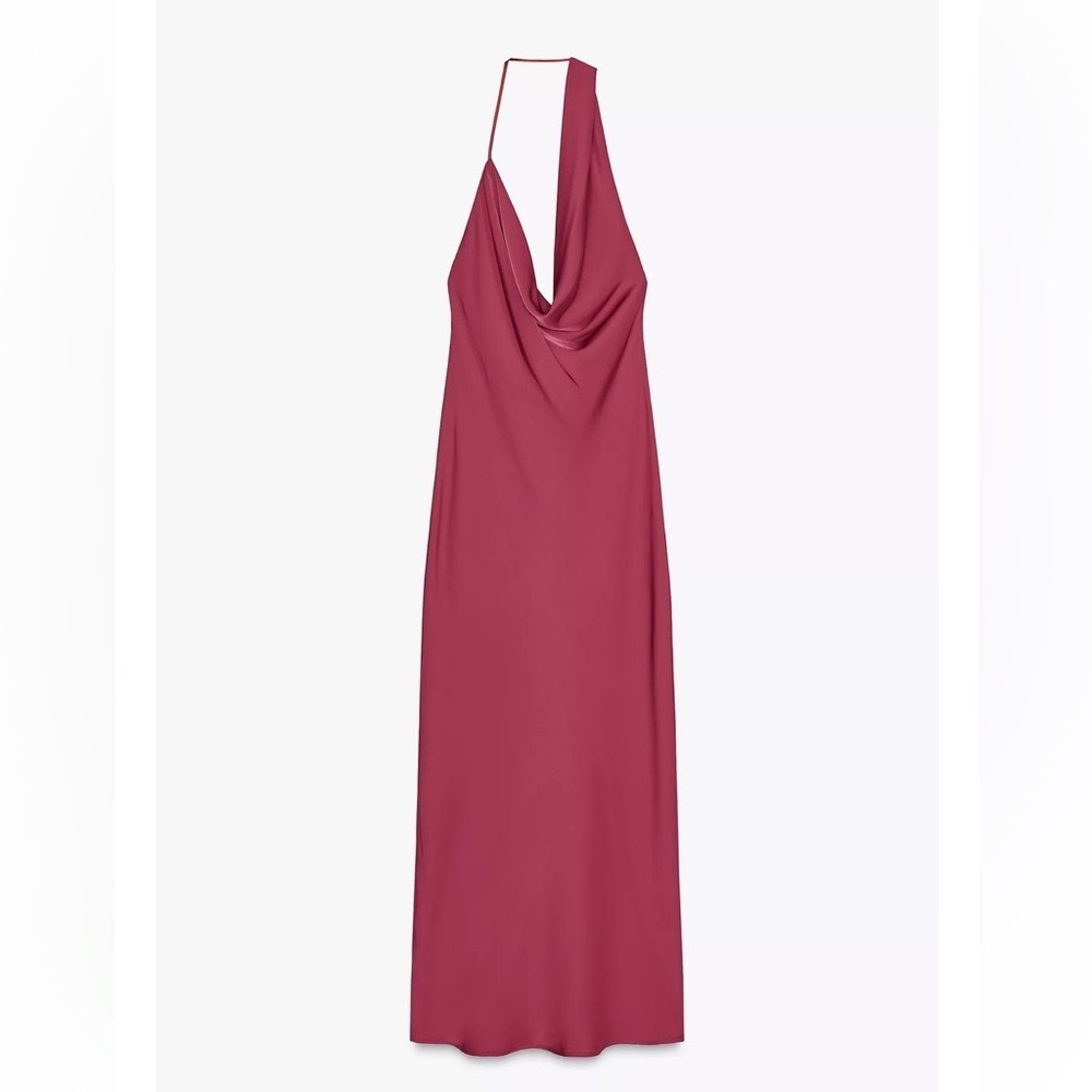 Zara Asymmetric Satin Midi Dress